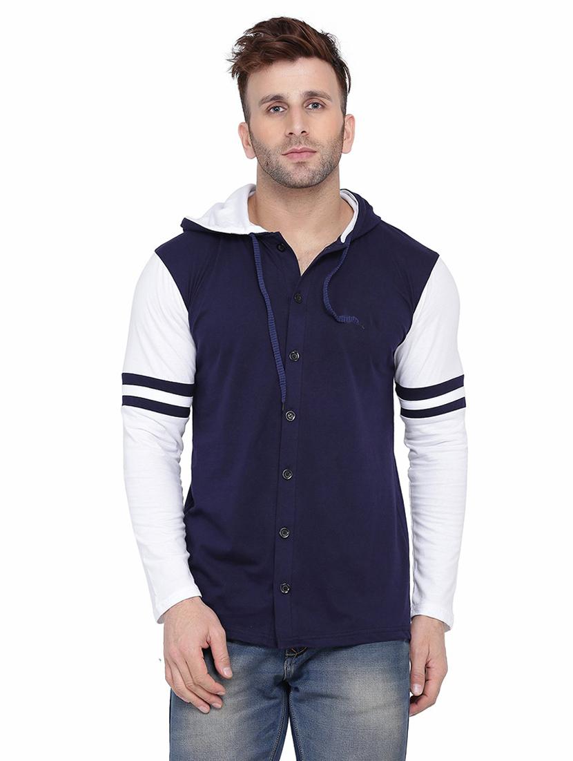 men color block hood neck casual shirt - 21256643 - Zoom Image - 0