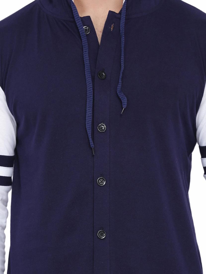 men color block hood neck casual shirt - 21256643 - Standard Image - 3