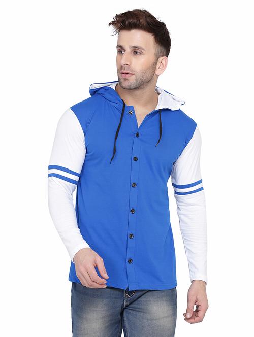 men color block hood neck casual shirt - 21256650 - Standard Image - 0
