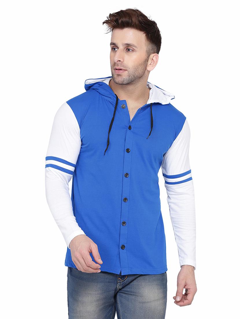 men color block hood neck casual shirt - 21256650 - Zoom Image - 0