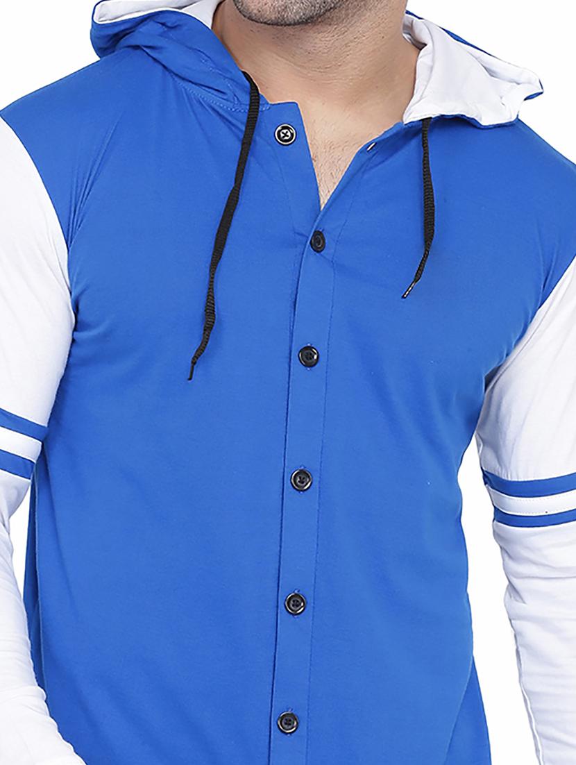 men color block hood neck casual shirt - 21256650 - Standard Image - 3
