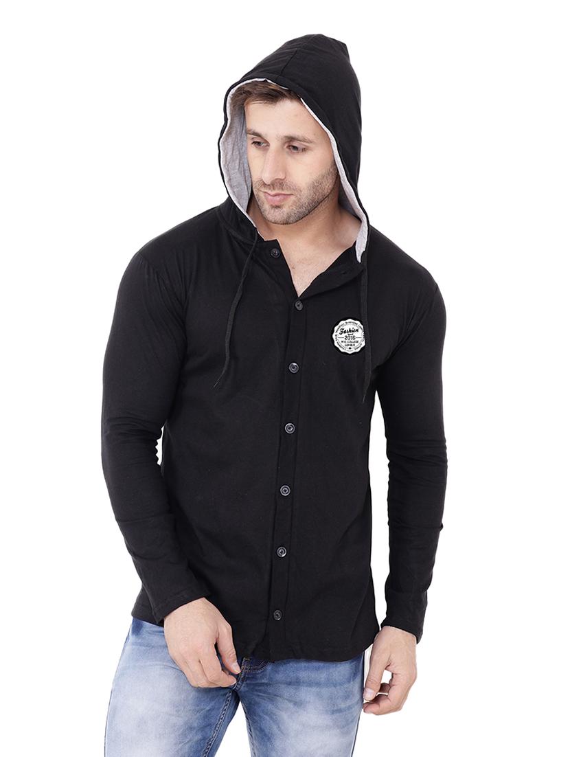 men solid hood neck casual shirt - 21256774 - Zoom Image - 0