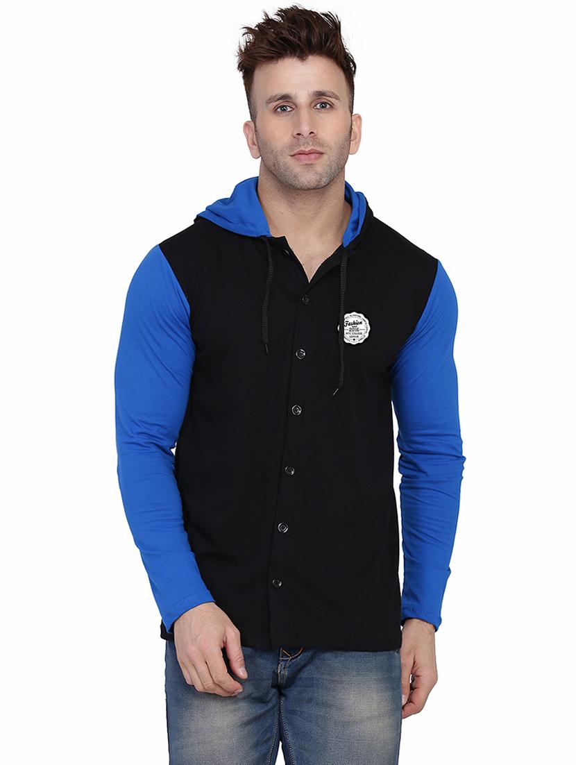 men color block hooded casual shirt - 21256791 - Zoom Image - 0