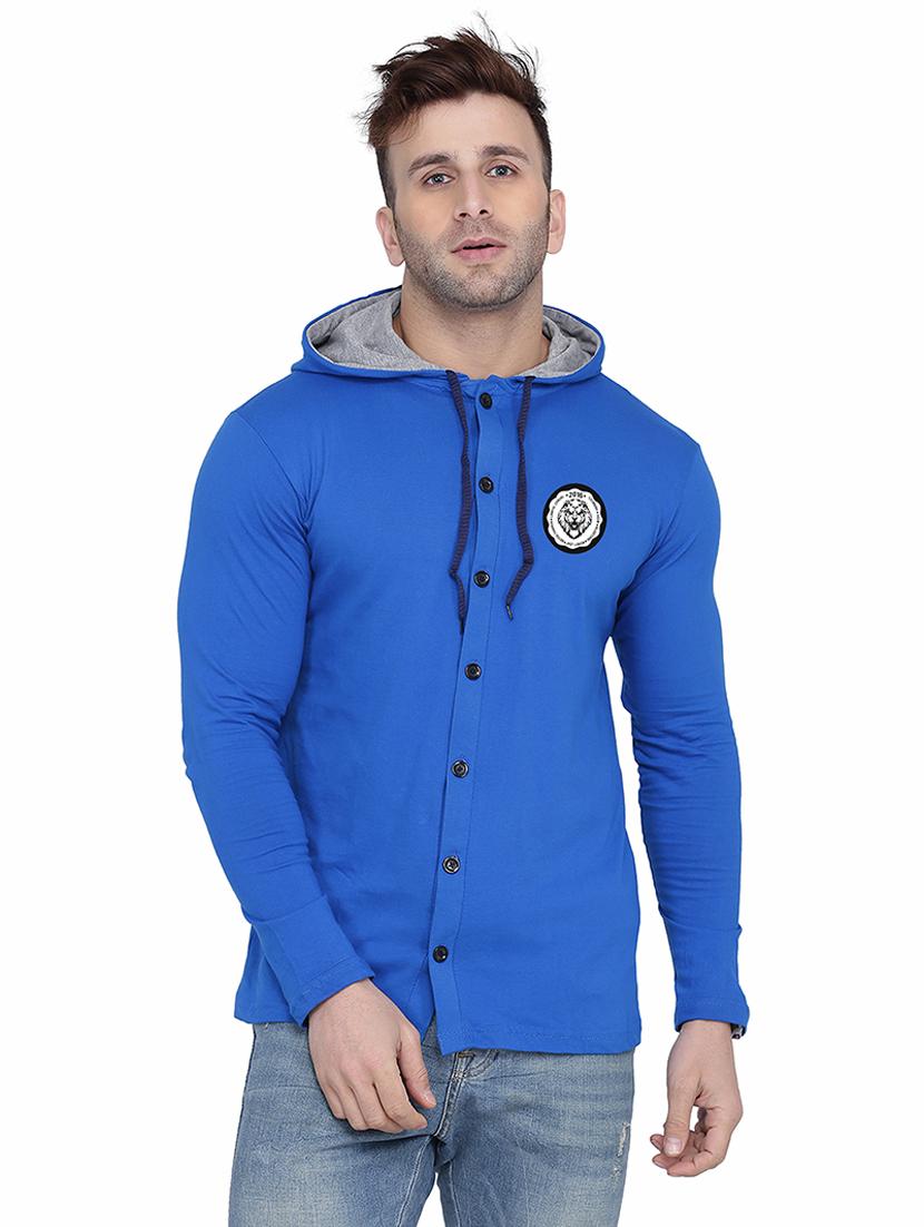 men solid hood neck casual shirt - 21256794 - Zoom Image - 0