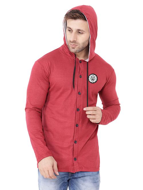 men solid hood neck casual shirt - 21256799 - Standard Image - 0
