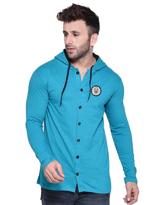 men solid hood neck casual shirt - 21256801 - Standard Image - 0