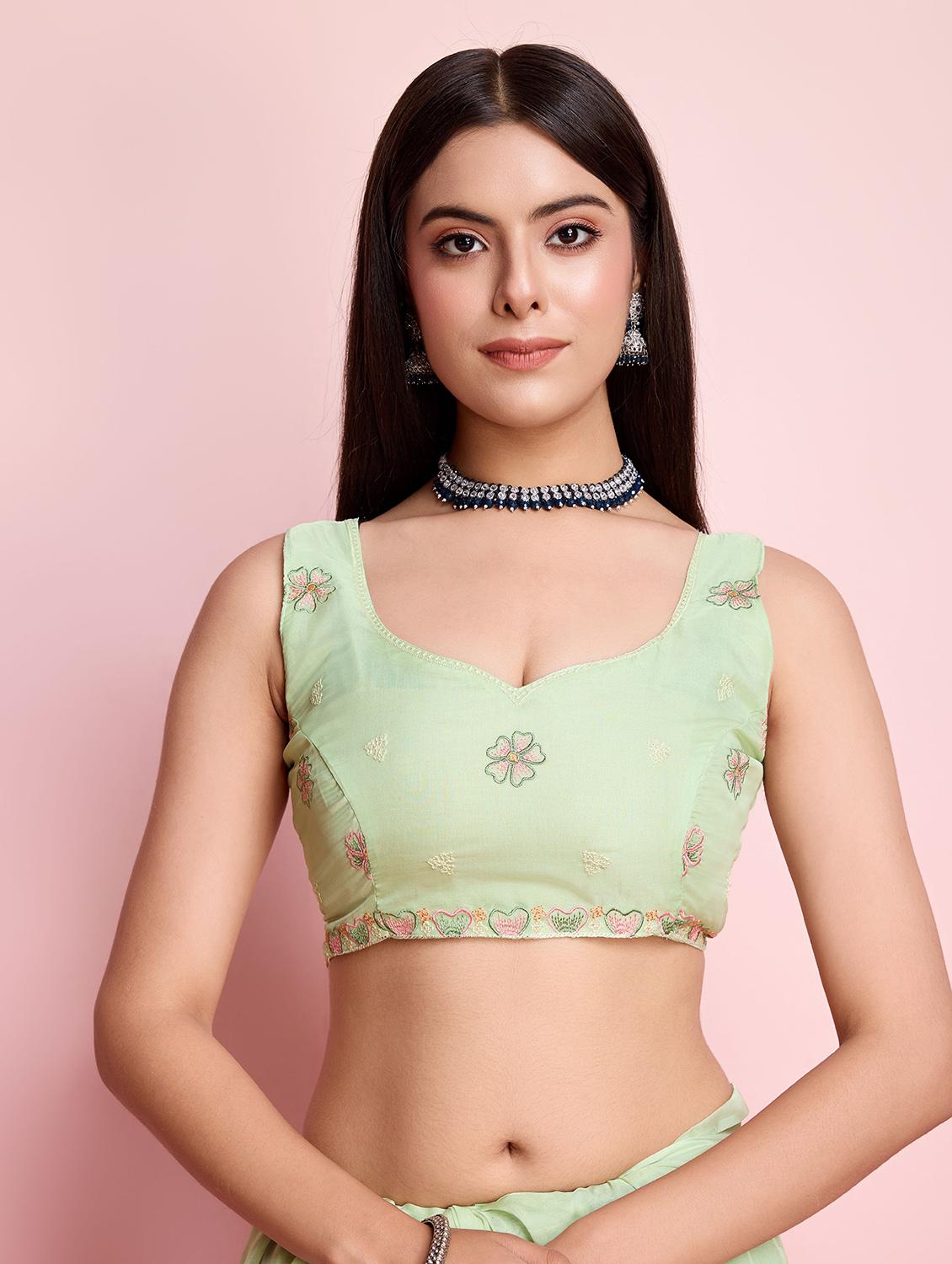 neon organza embroidered saree with blouse - 21257538 - Standard Image - 5