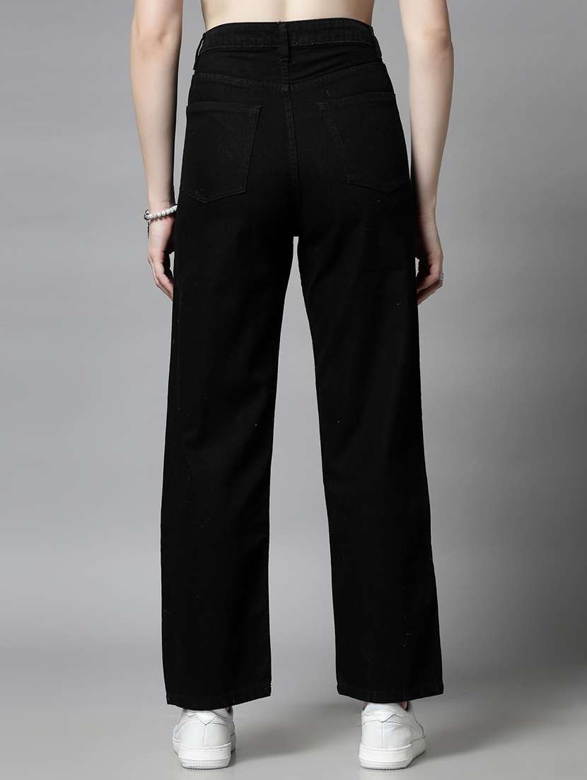 women solid high rise wide leg jean - 21259187 -  Standard Image - 3