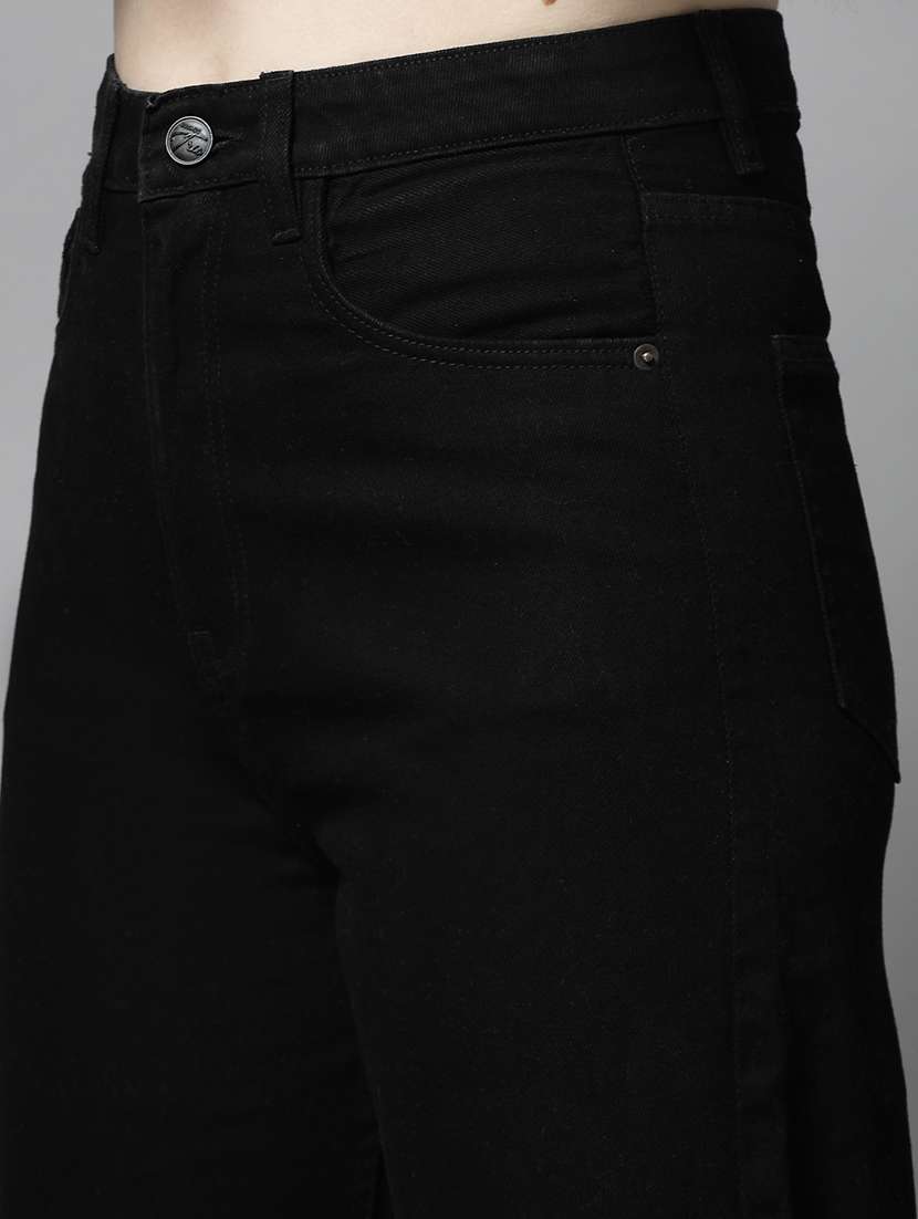 women solid high rise wide leg jean - 21259187 -  Standard Image - 5