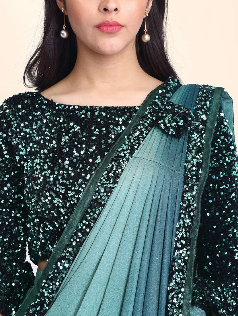 women sequin work ready to wear saree - 21259207 - Standard Image - 3