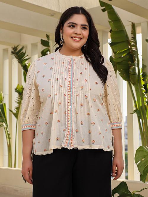 off white cotton high low tunic - 21259519 - Standard Image - 0