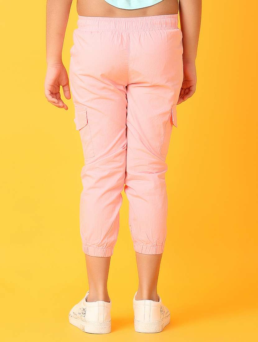 girls solid cargo pants - 21260159 -  Standard Image - 3