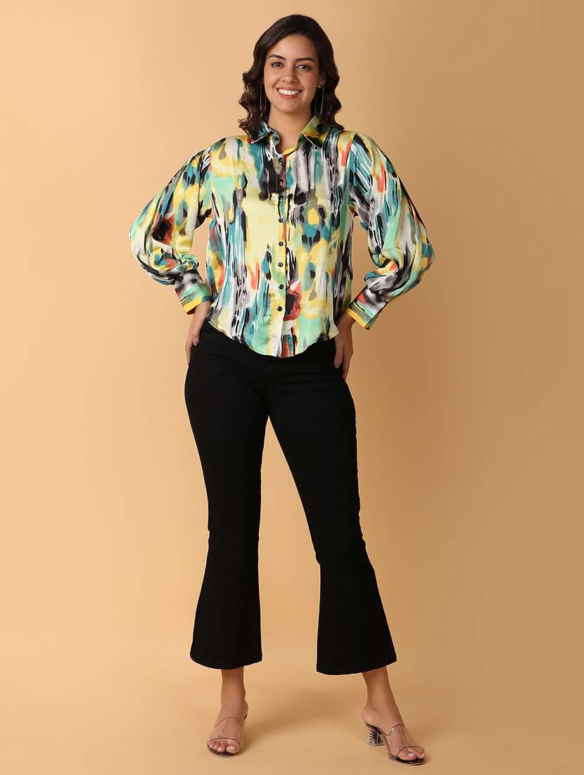 women multi colored satin regular shirt - 21260566 -  Standard Image - 3