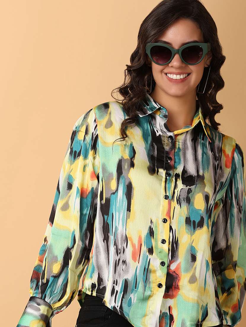 women multi colored satin regular shirt - 21260566 -  Standard Image - 5