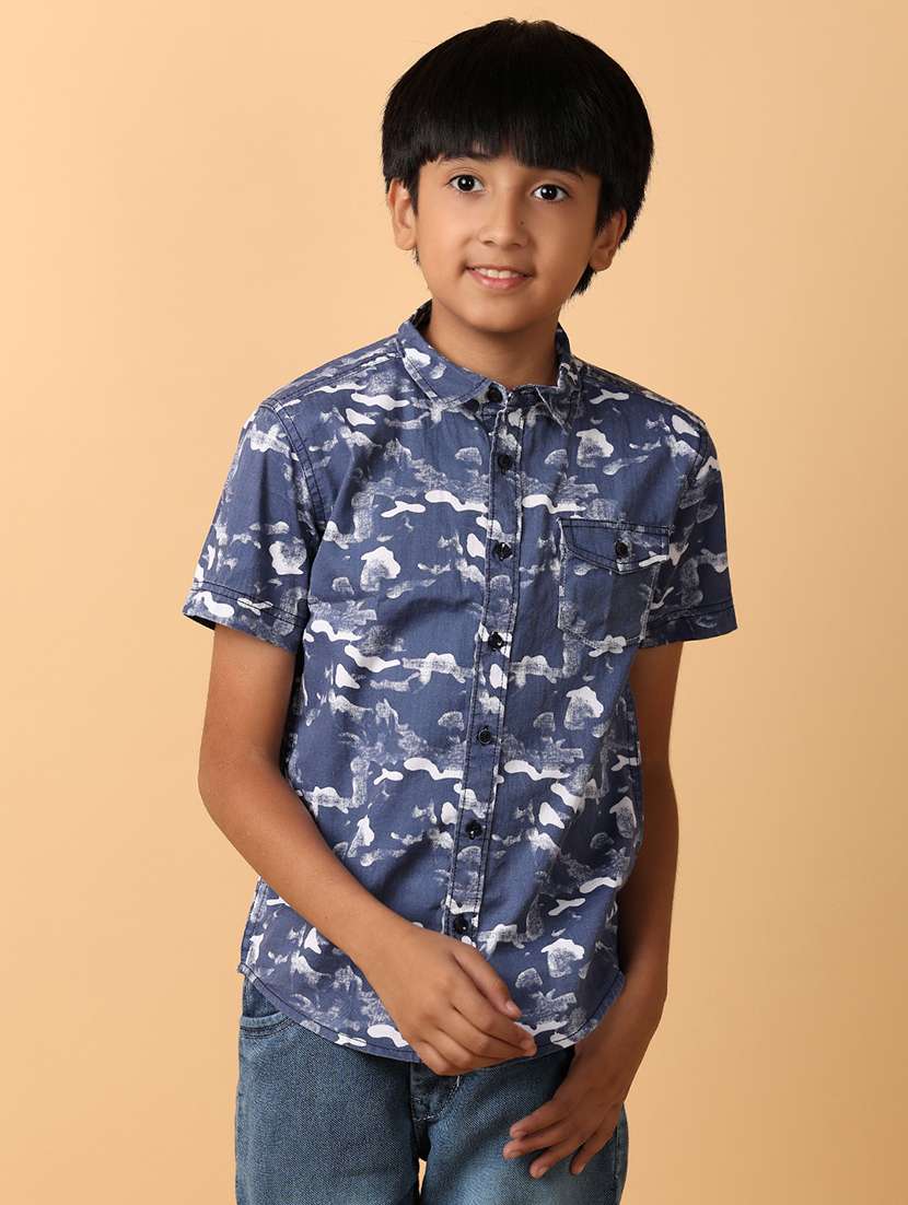 Boys Collared Neck Short Sleeves Shirt
