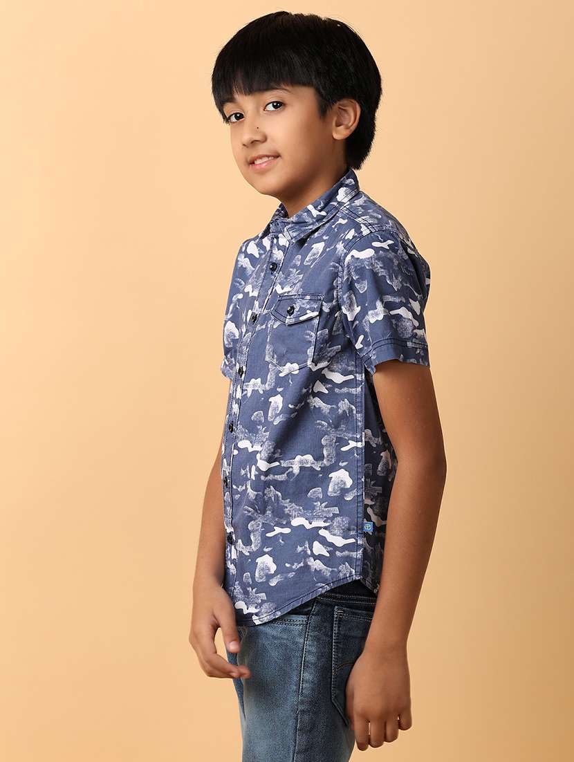 Boys Collared Neck Short Sleeves Shirt
