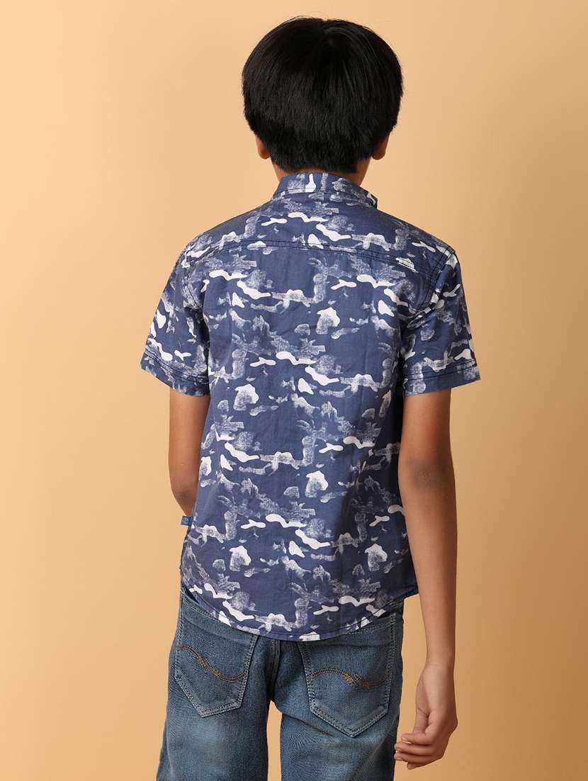 Boys Collared Neck Short Sleeves Shirt