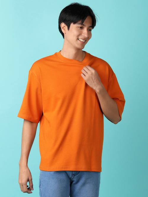 orange cotton front print tshirt - 21260870 - Standard Image - 0