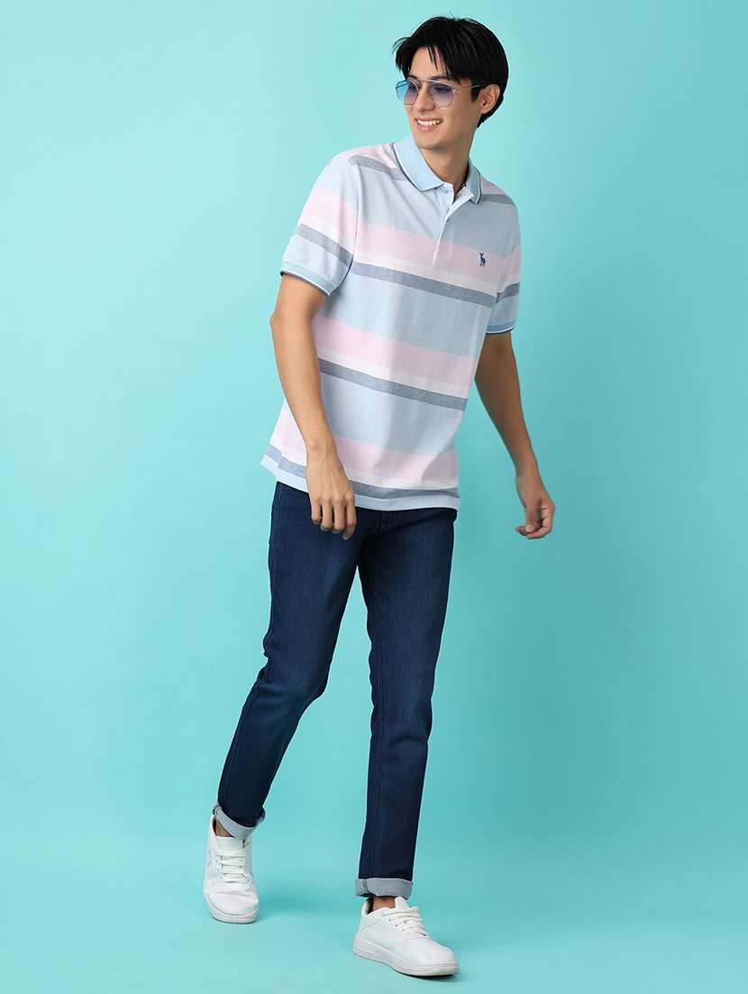 men striped short sleeve polo t-shirt - 21260893 -  Standard Image - 3