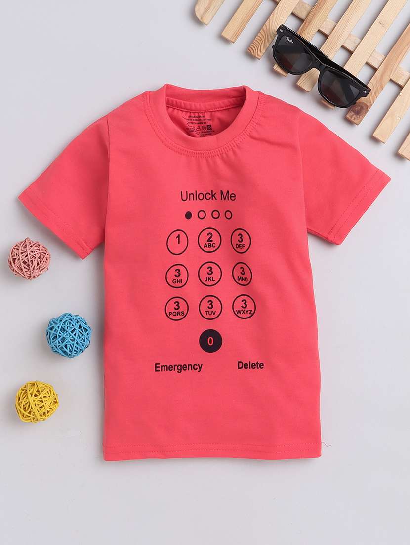boys front print cotton t-shirt