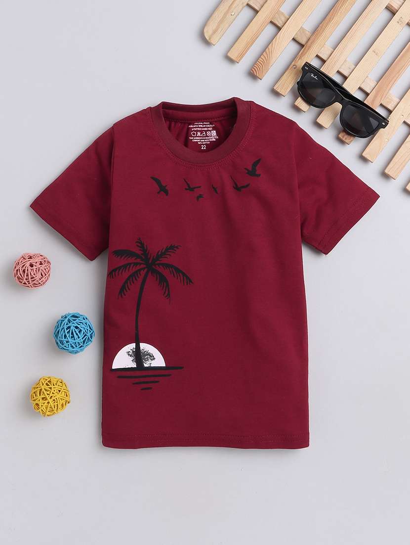 boys front print cotton t-shirt