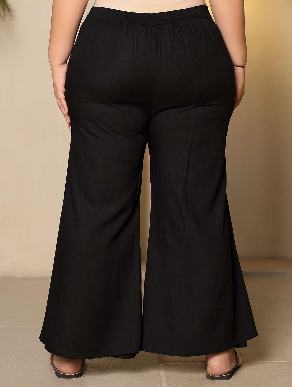 black rayon plus size palazzo - 21262050 - Standard Image - 3