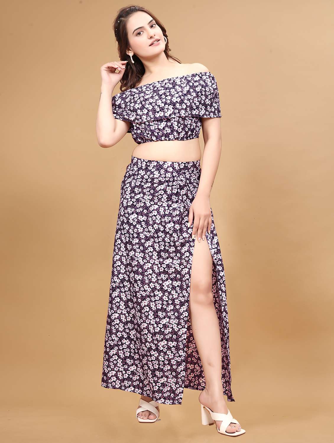 women floral print top and skirt co-ord set - 21263274 -  Zoom Image - 0