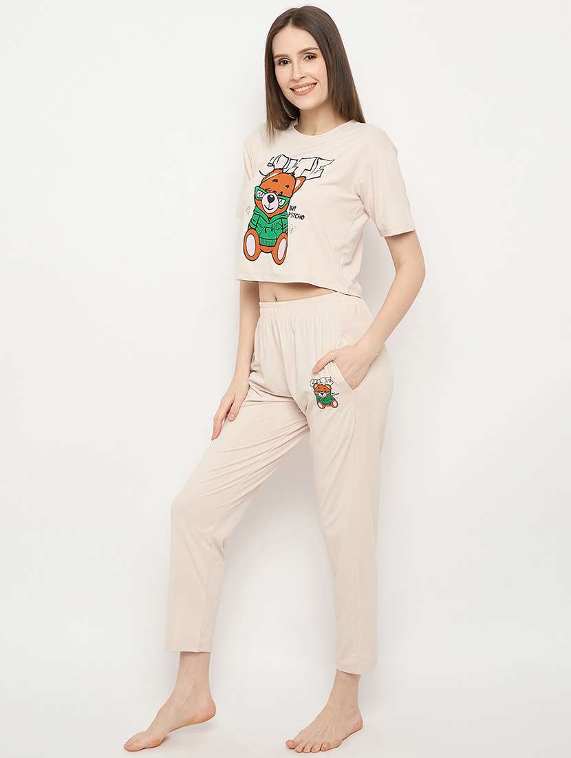 women printed pyjama nightwear set - 21263275 -  Standard Image - 3