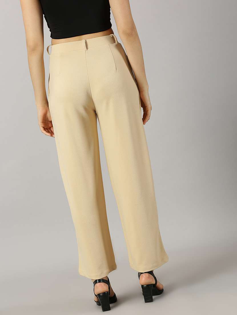 cream polyester wide leg trouser - 21264874 -  Standard Image - 3