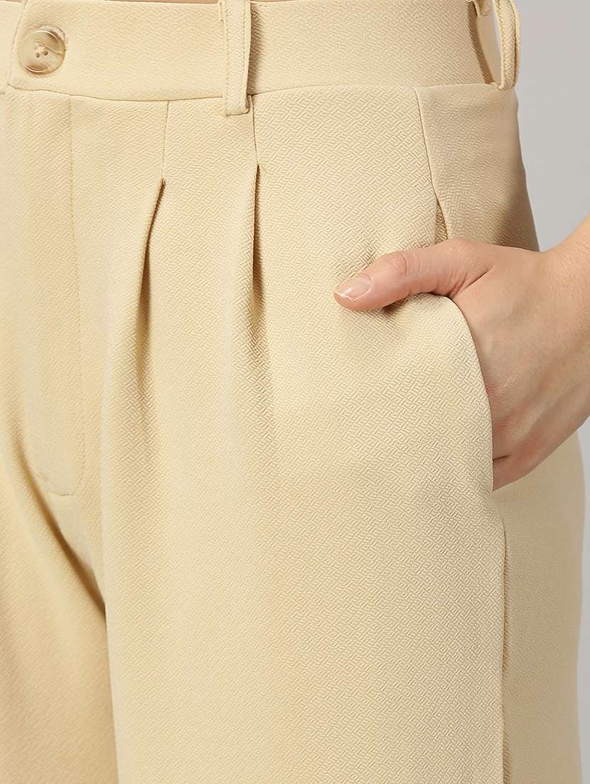 cream polyester wide leg trouser - 21264874 -  Standard Image - 5