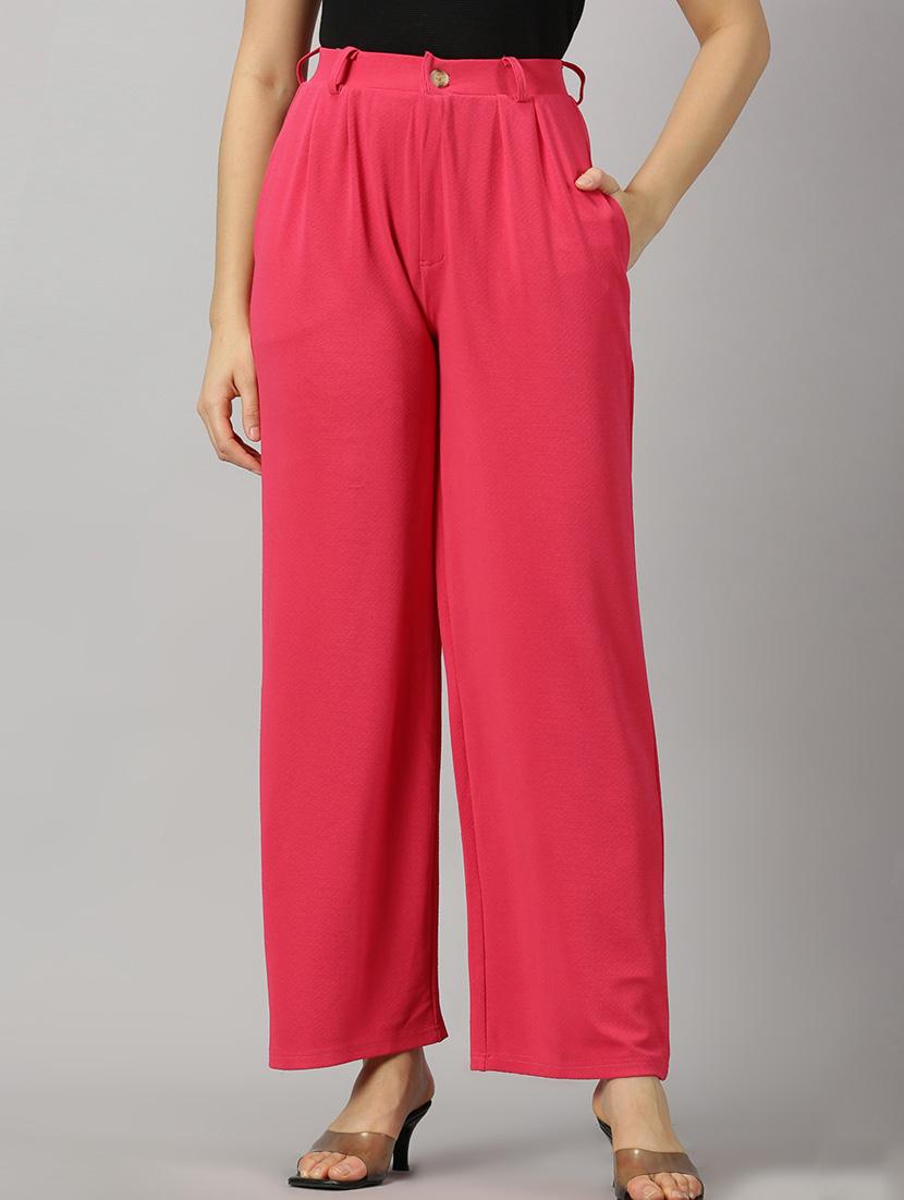 pink polyester wide leg trouser - 21264875 -  Zoom Image - 0