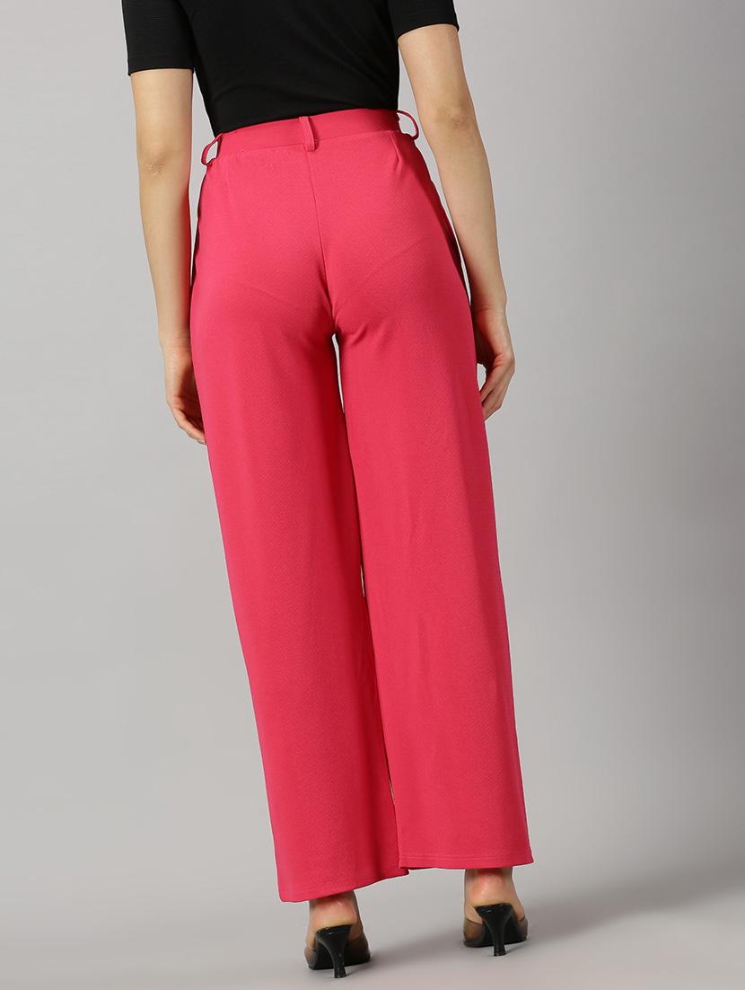 pink polyester wide leg trouser - 21264875 - Standard Image - 3