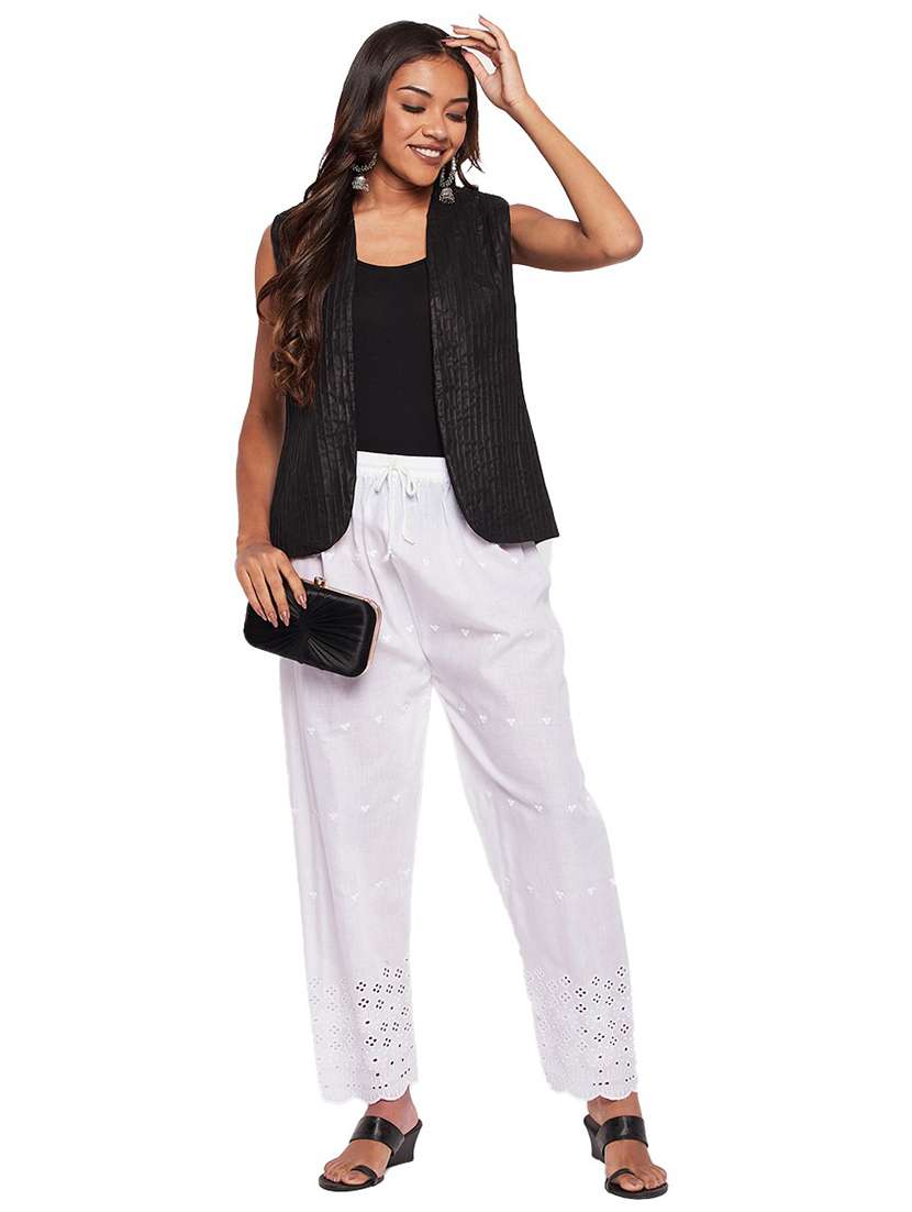 women embroidered high rise pant - 21264890 -  Standard Image - 3