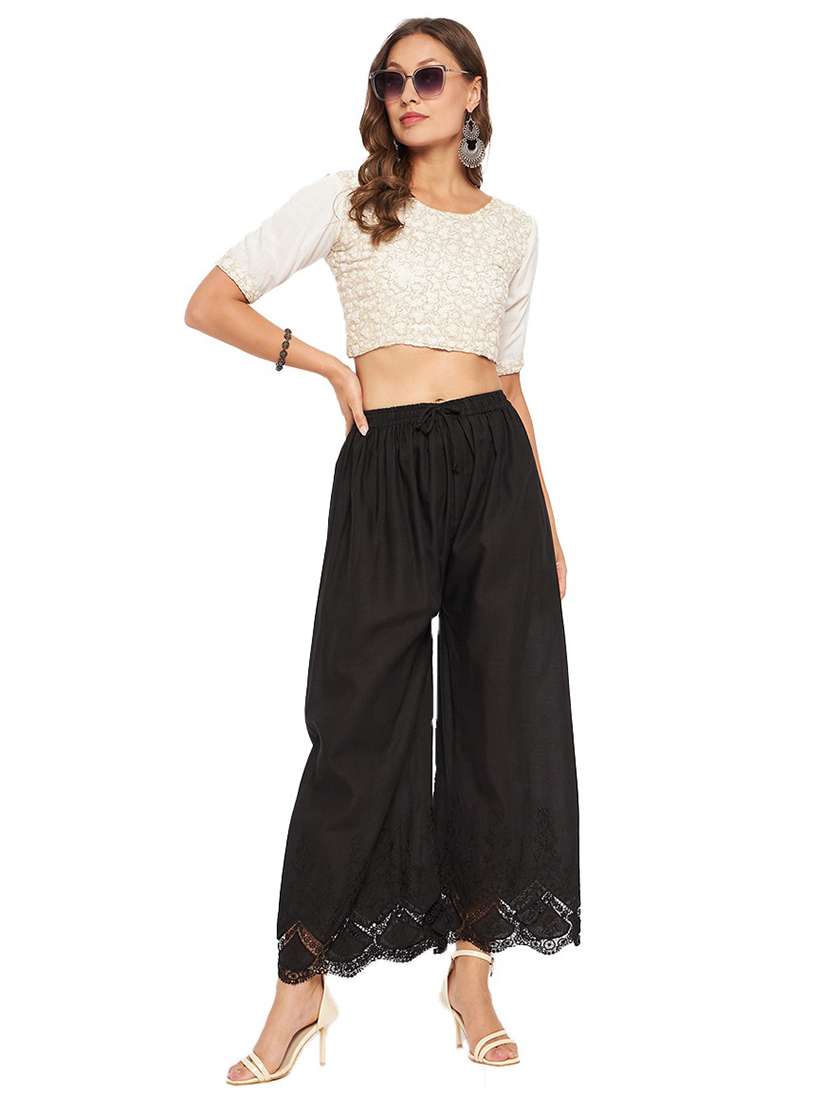 women embroidered flared palazzo - 21264895 -  Standard Image - 3