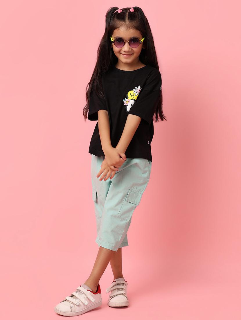 girls solid cotton three fourths - 21266169 - Standard Image - 5