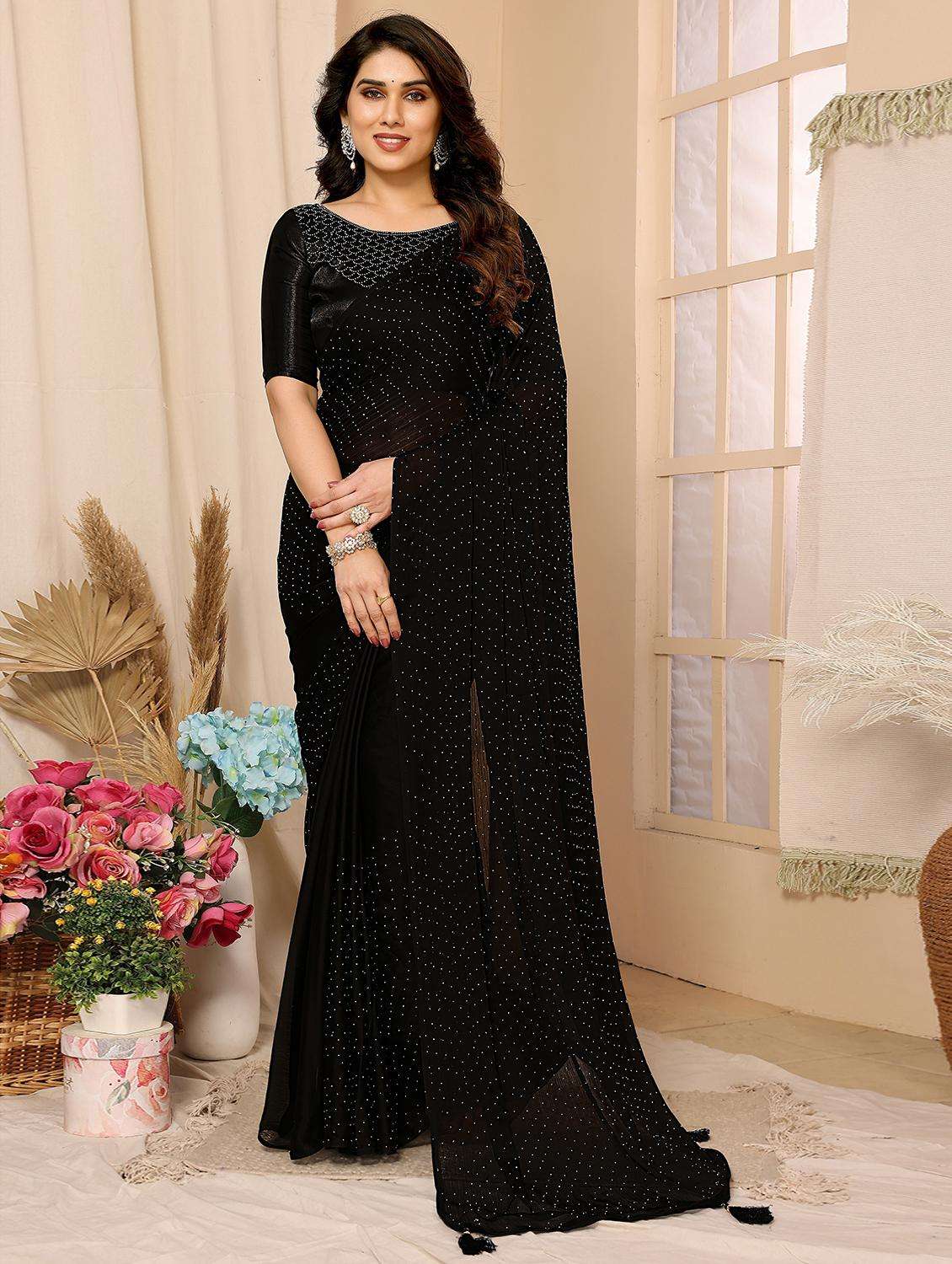 women embellished saree with blouse