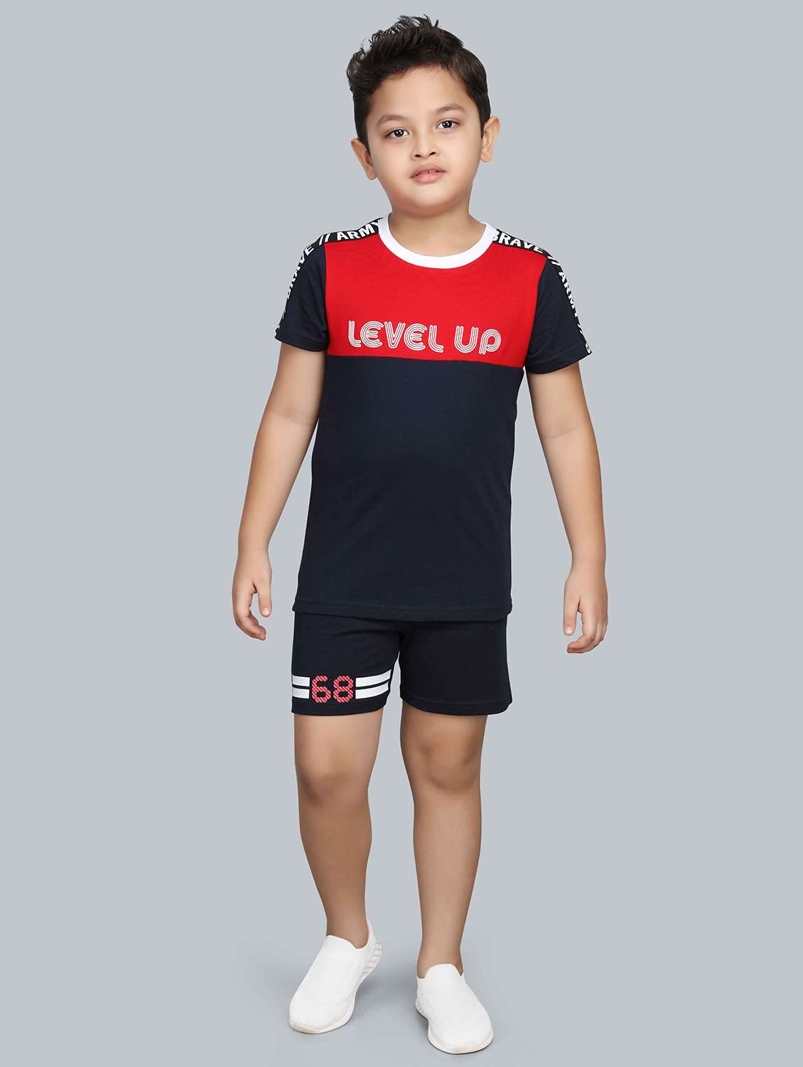 navy blue cotton t-shirt & shorts set