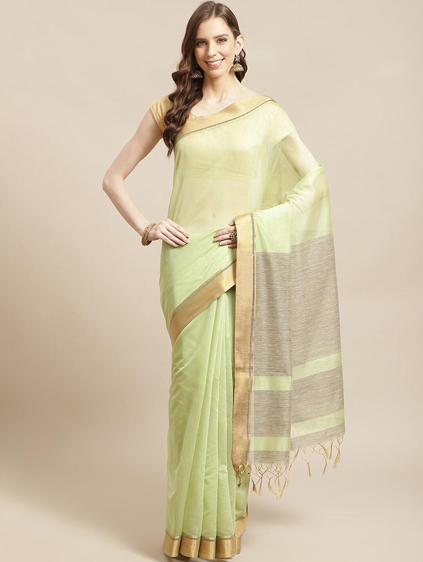 green liva banarasi saree with blouse - 21271383 -  Zoom Image - 0
