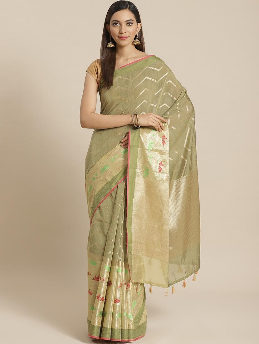 olive liva banarasi saree with blouse - 21271392 - Zoom Image - 0