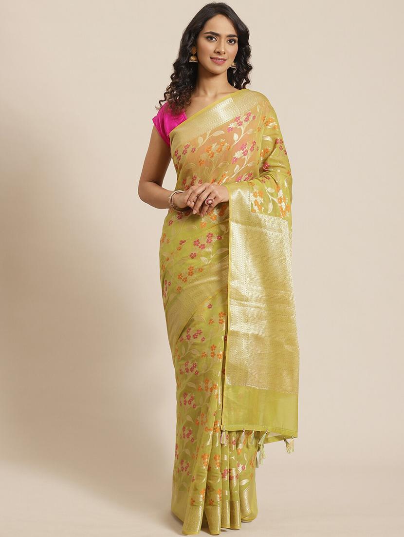 light blue liva banarasi saree with blouse - 21271413 - Zoom Image - 0