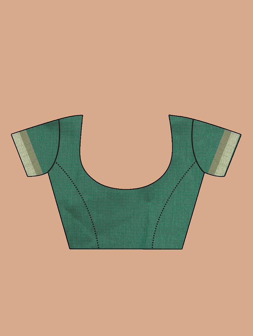 green poly blend banarasi saree with blouse - 21271442 - Standard Image - 3