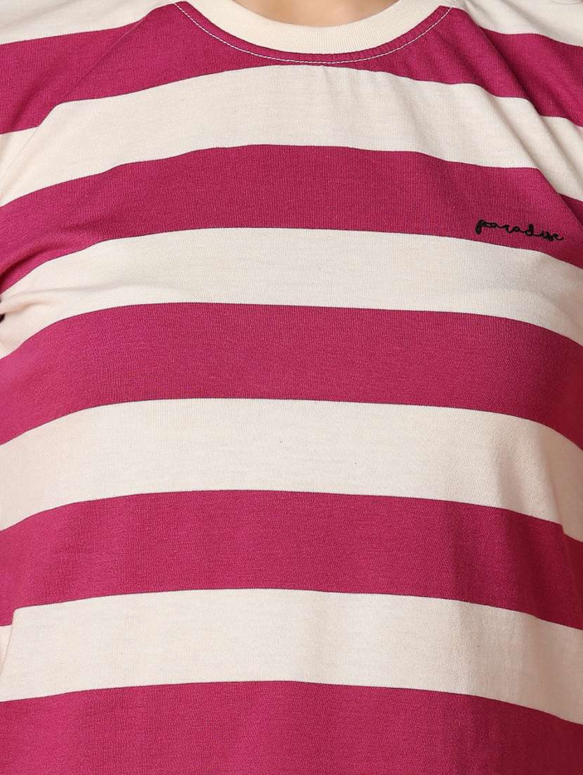 women round neck stripes regular t-shirt - 21272655 -  Standard Image - 5
