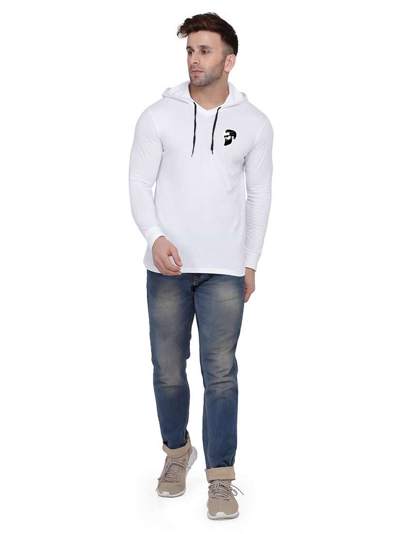 men plain hood neck t-shirt - 21274664 -  Standard Image - 3