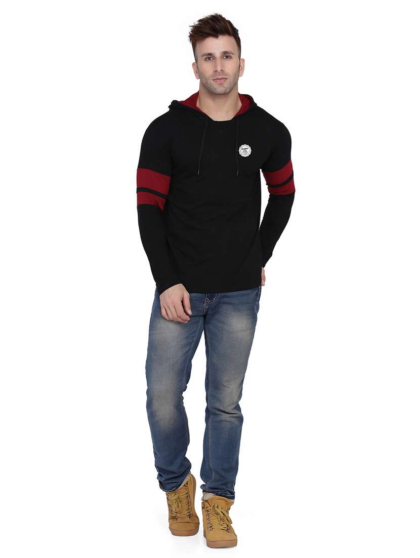 men color block hood neck t-shirt - 21274683 -  Standard Image - 3