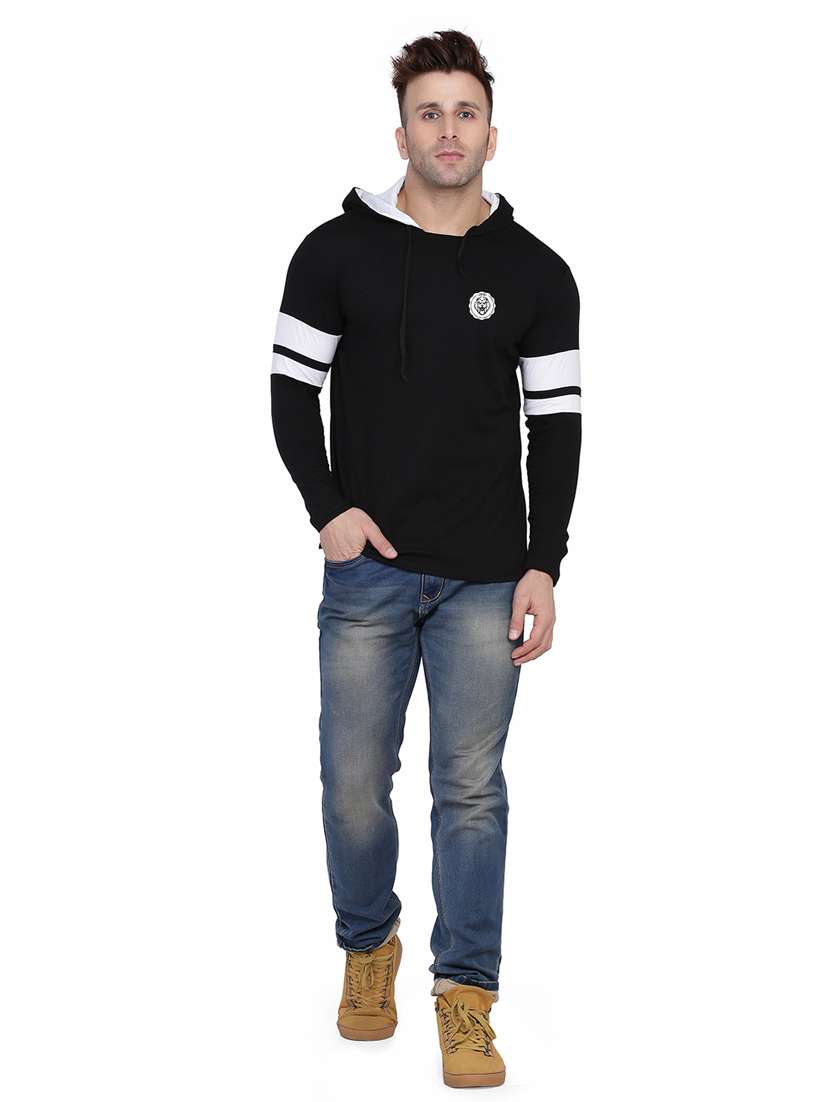 men color block hood neck t-shirt - 21274687 -  Standard Image - 3