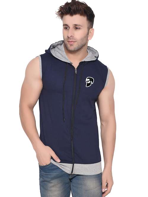 men plain sleeveless hood neck t-shirt - 21274737 -  Standard Image - 0