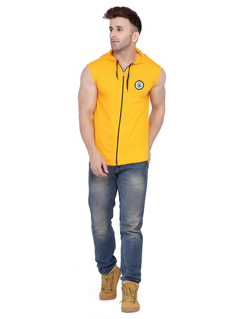 men plain sleeveless hood neck t-shirt - 21274918 -  Standard Image - 3