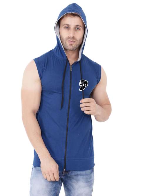 men plain sleeveless hood neck t-shirt - 21274935 -  Standard Image - 0