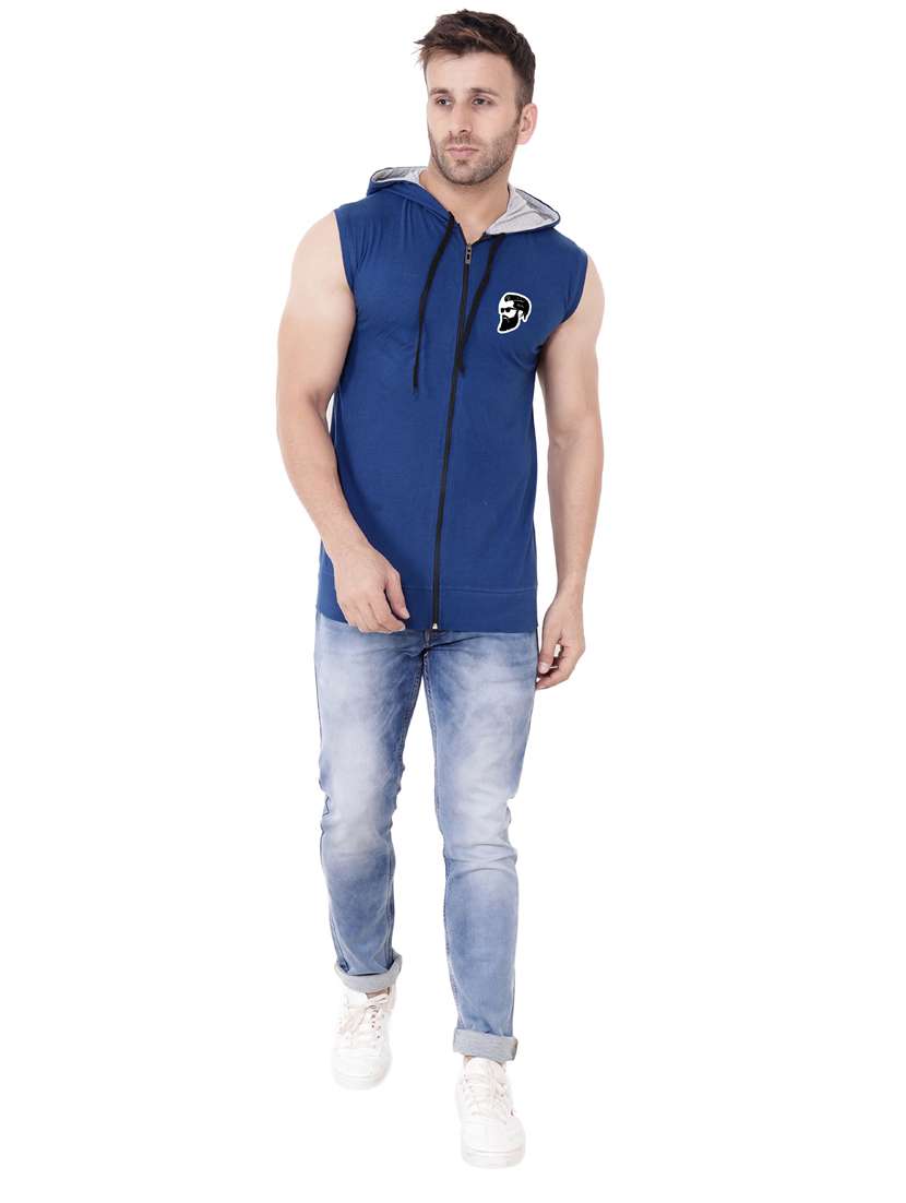 men plain sleeveless hood neck t-shirt - 21274935 -  Standard Image - 3