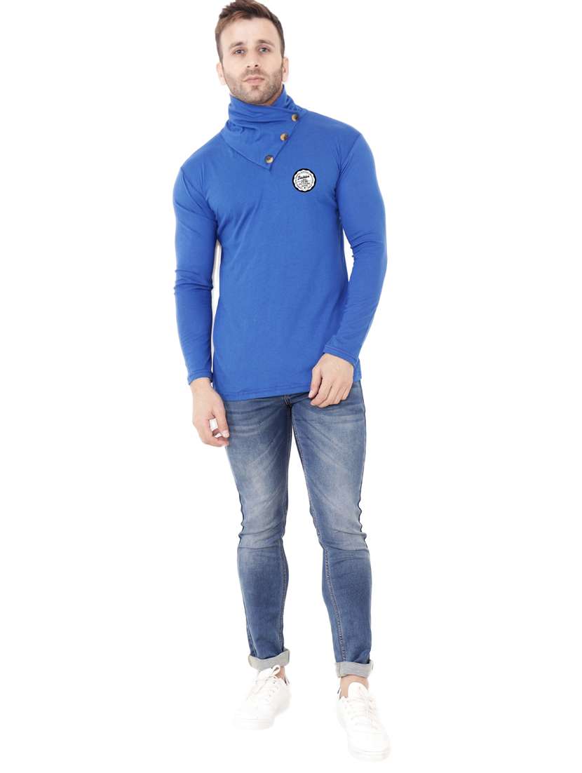 men plain high neck t-shirt - 21274946 -  Standard Image - 3
